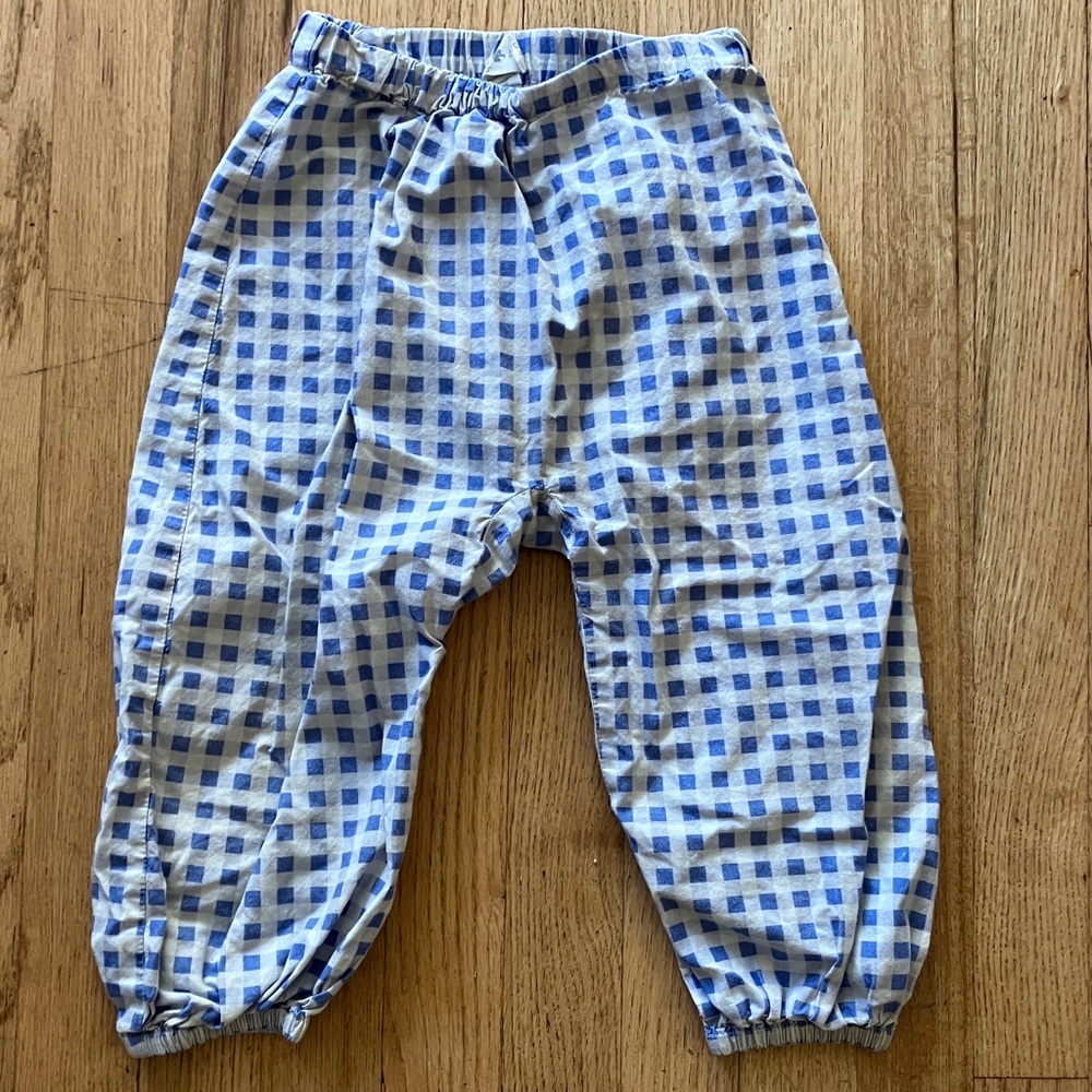 Blue and white gingham checkered pants by Kate Quinn